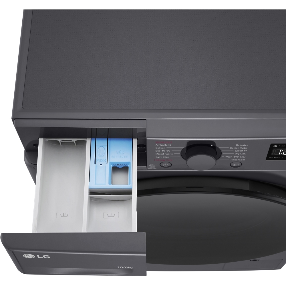 LG FWY606GBLN1 Washer Dryer, 10kg/6kg, 1400 Spin, Grey, A Rated