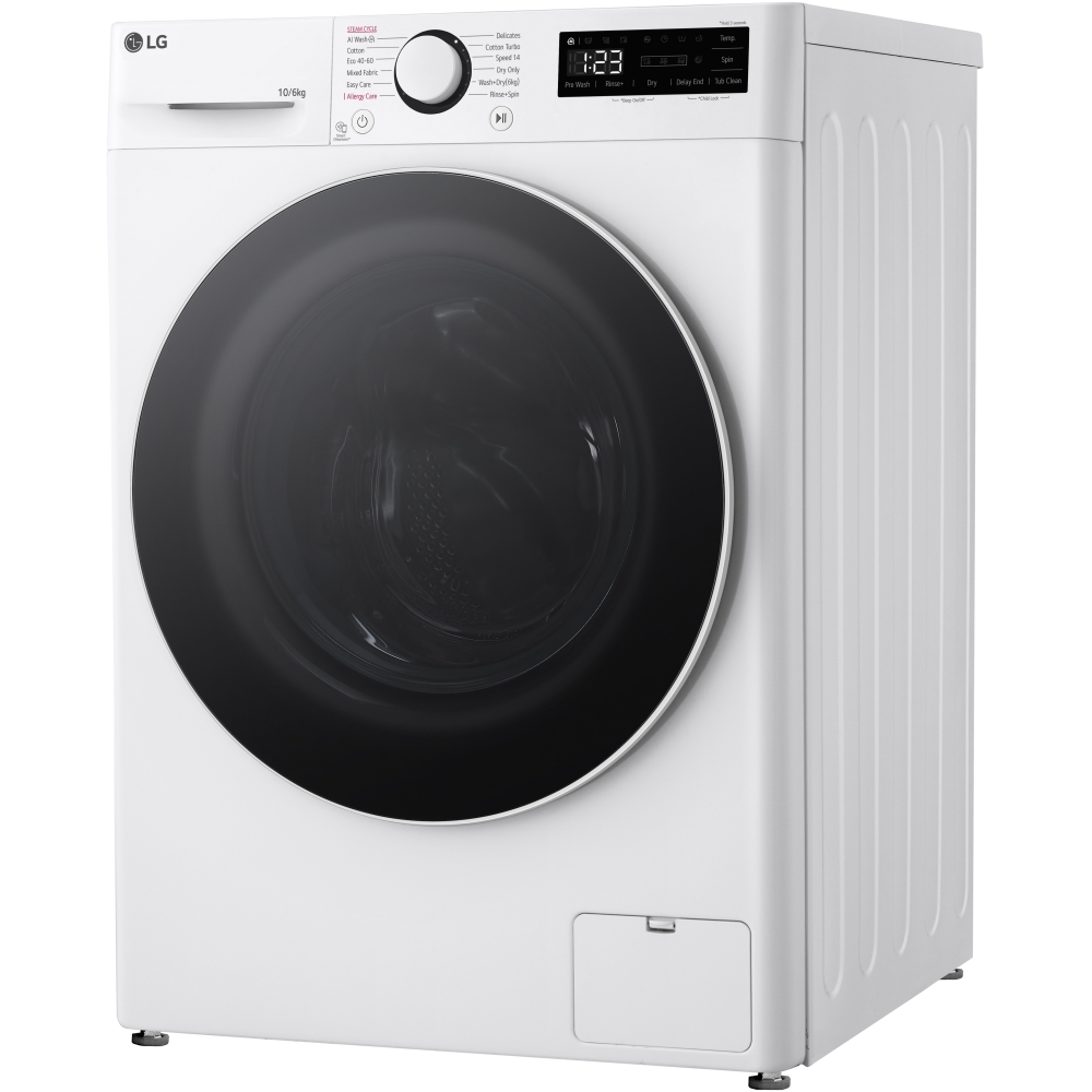 LG FWY606WWLN1 Washer Dryer, 10kg/6kg, 1400 Spin, White, D Rated