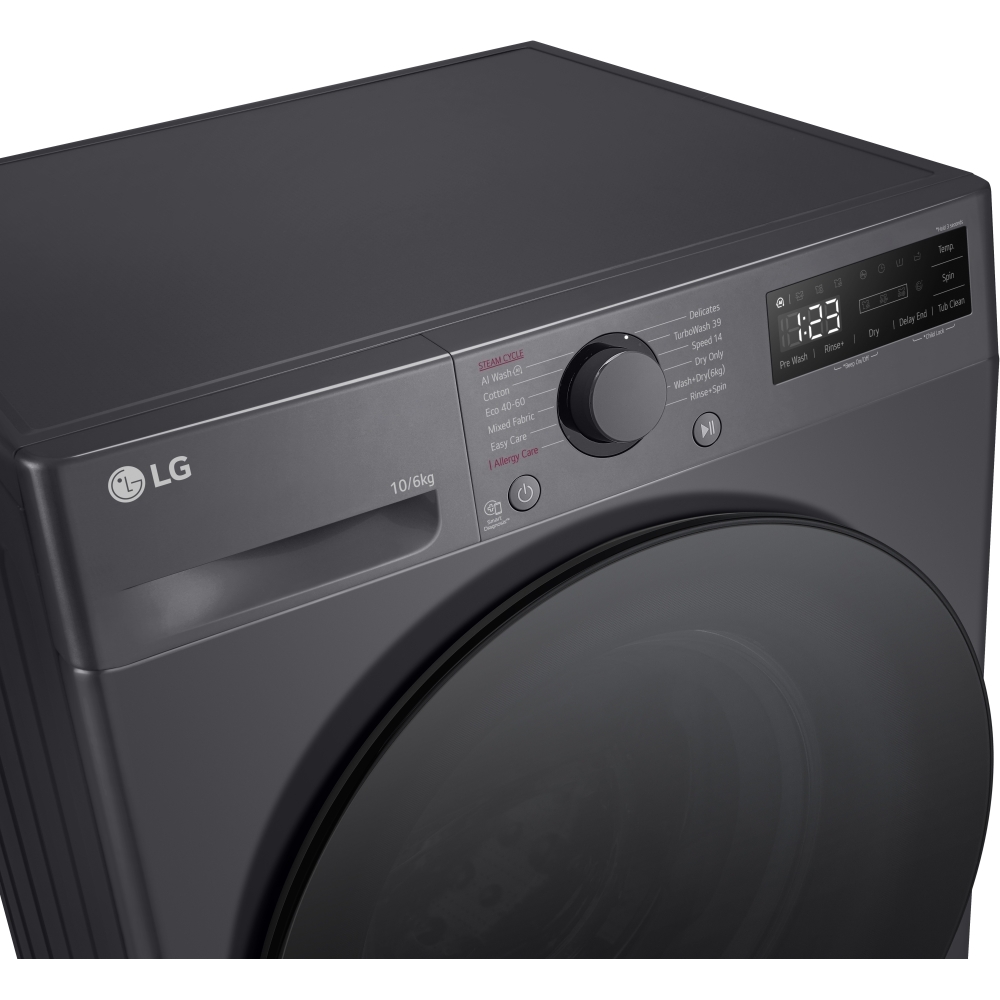LG FWY706GBTN1 Washer Dryer, 10kg, 1400 Spin, Grey, D Rated Marks