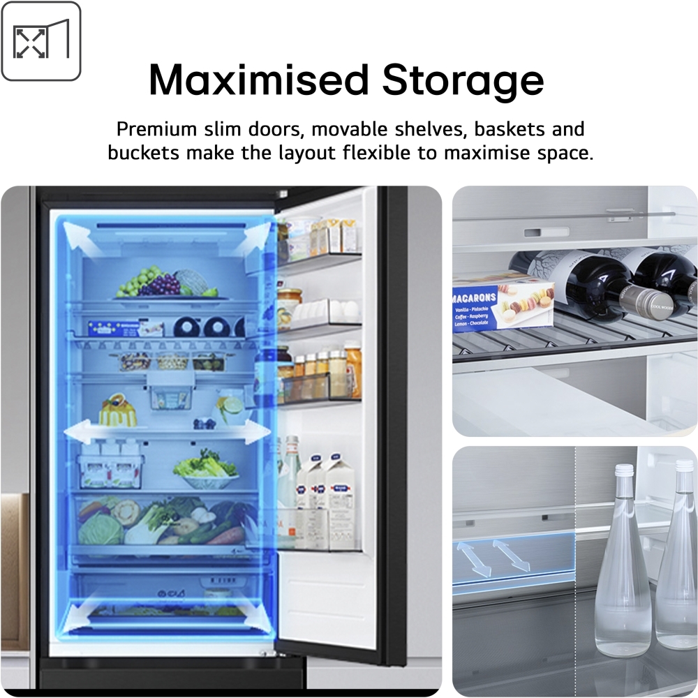 LG GBBS524AEV Fit & Max Total No Frost Fridge Freezer, 70/30, Black, A Rated