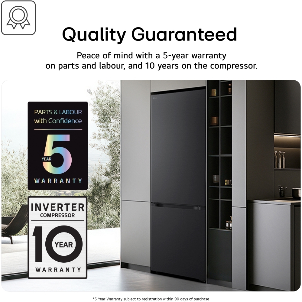 LG GBBS524AEV Fit & Max Total No Frost Fridge Freezer, 70/30, Black, A Rated