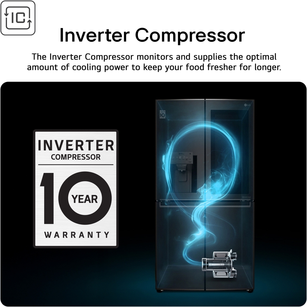 LG GBBSJ10EEP Total No Frost Fridge Freezer, 60/40, Black, E Rated