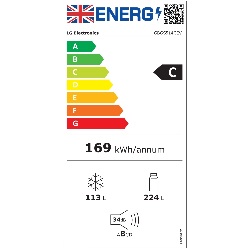 LG GBGS514CEV Fit & Max Total No Frost Fridge Freezer, 60/40, Black, C Rated