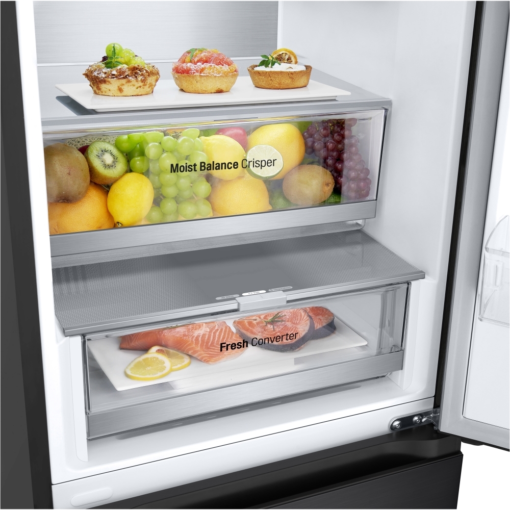 LG GBV5240CEP No Frost Fridge Freezer, 70/30, Black, C Rated