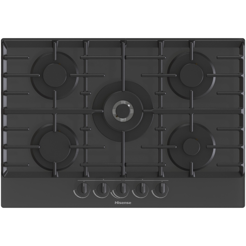 Hisense GG773B 75cm 5 Burner Gas Hob, Black