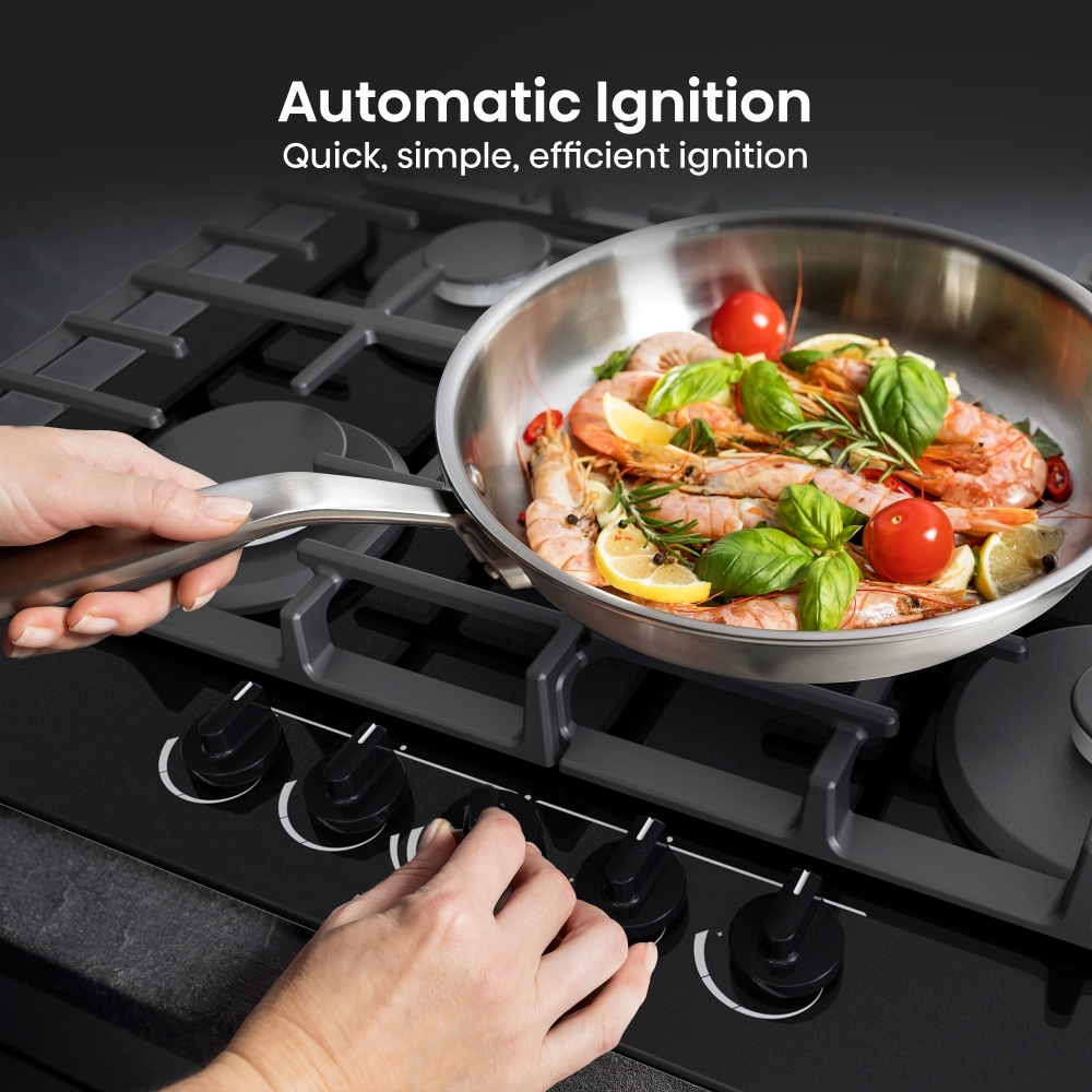 Hisense GG773B 75cm 5 Burner Gas Hob, Black