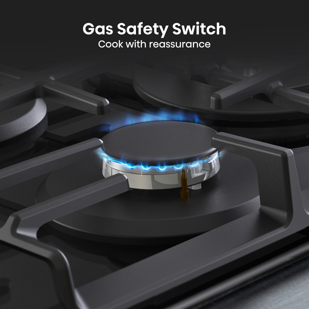 Hisense GG773B 75cm 5 Burner Gas Hob, Black