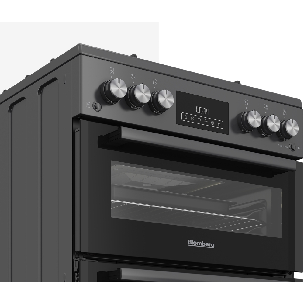 Blomberg GGRN655N Gas Cooker with Double Oven, Grey, A+ Rated