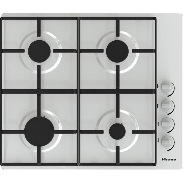 Hisense GM642XHS 60cm 4 Burner Gas Hob, Stainless Steel