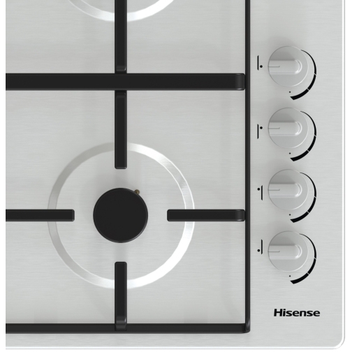 Hisense GM642XHS 60cm 4 Burner Gas Hob, Stainless Steel