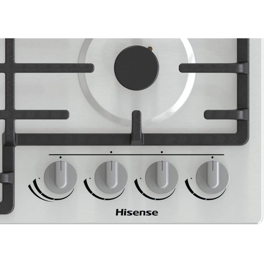 Hisense GM663XB 60cm 4 Burner Gas Hob, Stainless Steel