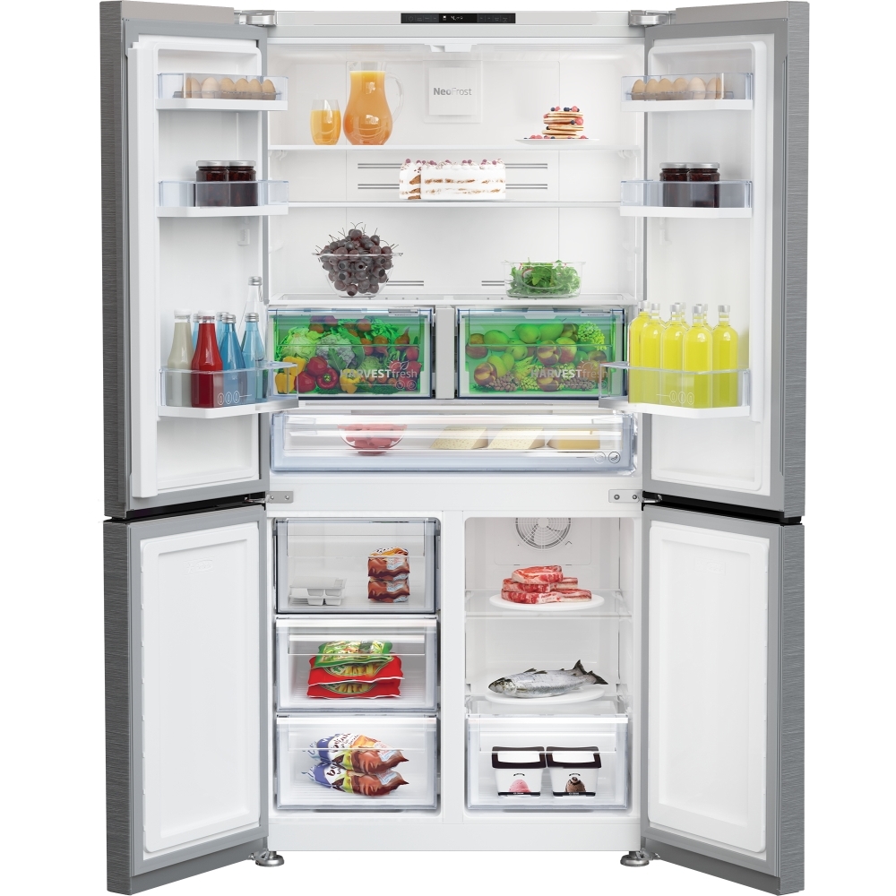 Beko GN446224VPS American Style Fridge Freezer with HarvestFresh, Stainless Steel, E Rated,  Non-Plumbed