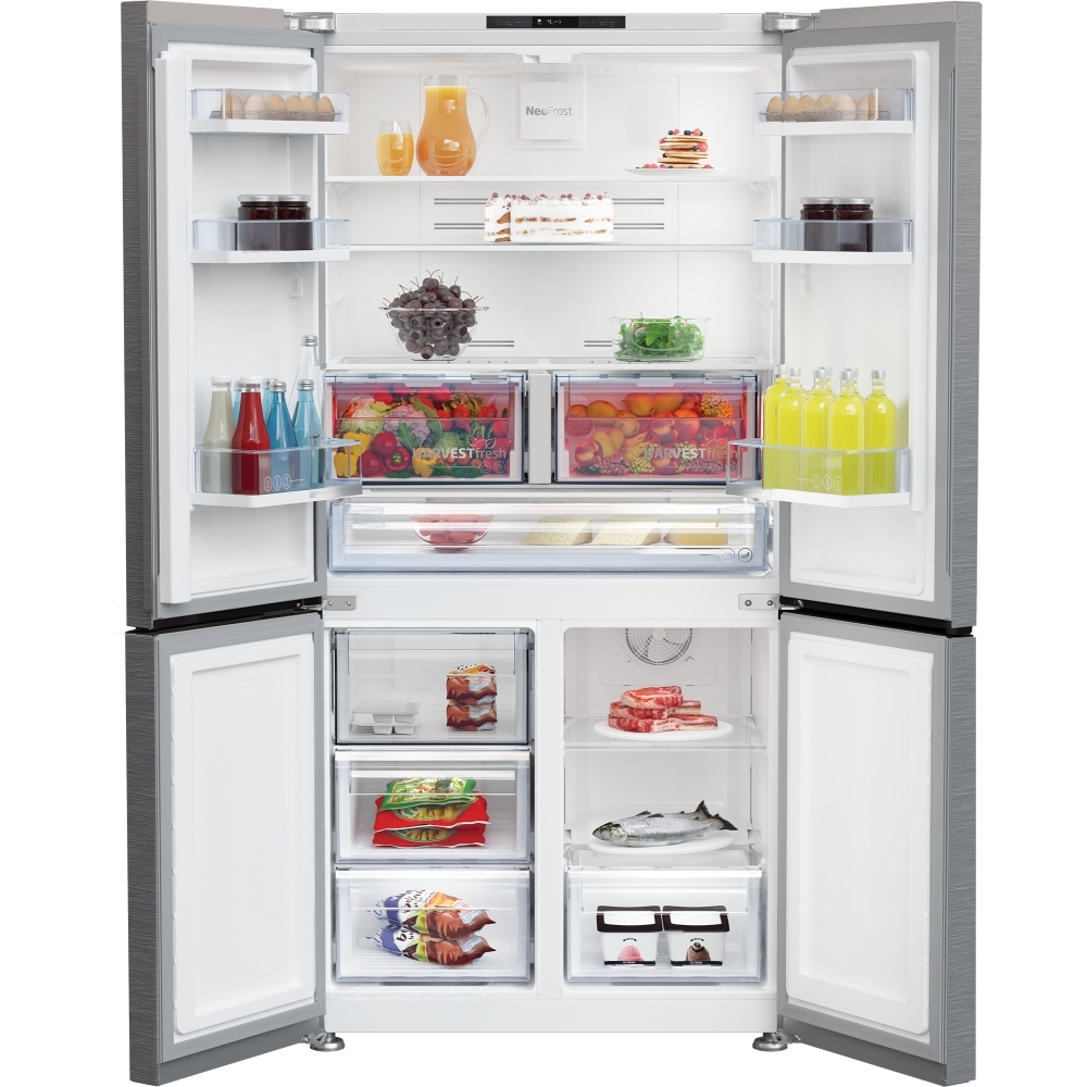Beko GN446224VPS American Style Fridge Freezer with HarvestFresh, Stainless Steel, E Rated,  Non-Plumbed