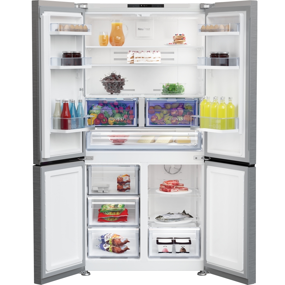 Beko GN446224VPS American Style Fridge Freezer with HarvestFresh, Stainless Steel, E Rated,  Non-Plumbed