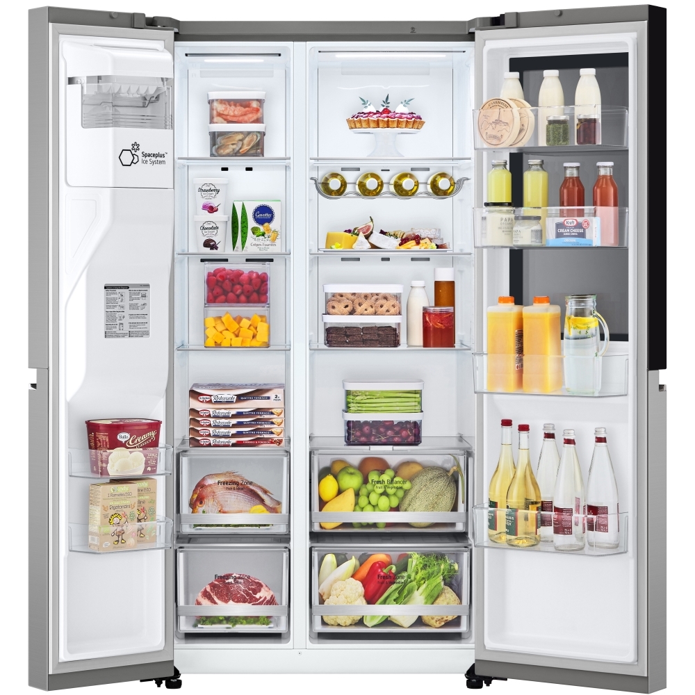 LG GSGV80PYLL InstaView� American Fridge Freezer with Plumbed Ice and Water Dispenser,  Plumbed, Silver, E Rated