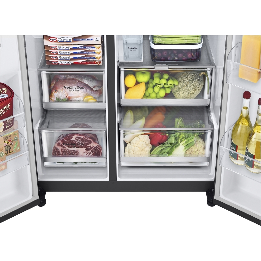 LG GSGV81EPLD American Fridge Freezer,  Non-Plumbed, Black, D Rated