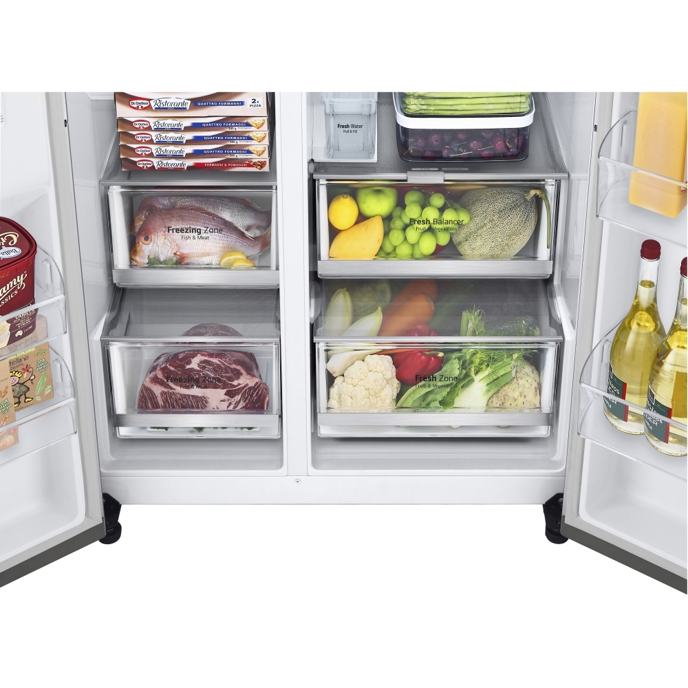 LG GSGV81PYLL American Fridge Freezer,  Non-Plumbed, Silver, E Rated