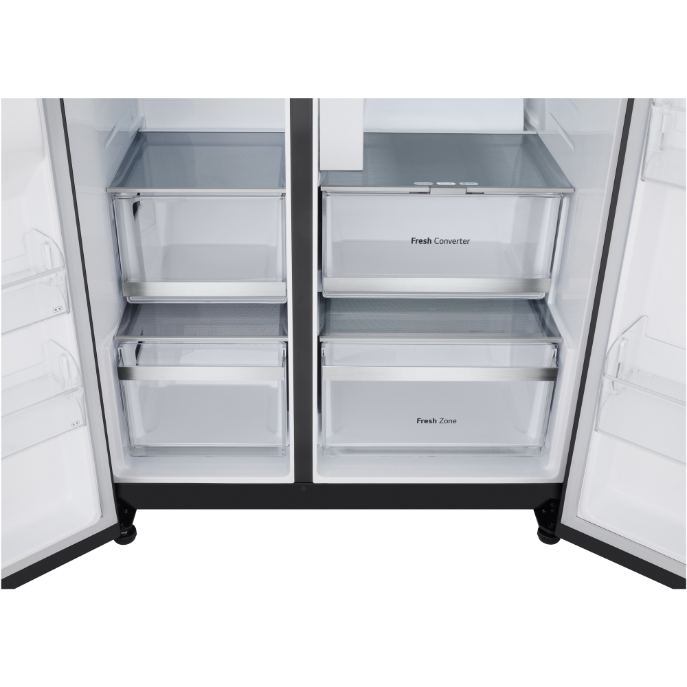 LG GSLE81EPBC American Fridge Freezer,  Non-Plumbed, Black, C Rated