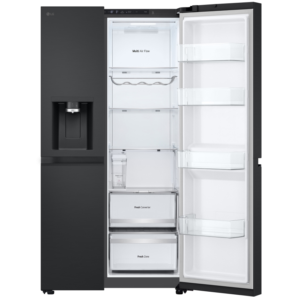 LG GSLE81EPBC American Fridge Freezer,  Non-Plumbed, Black, C Rated