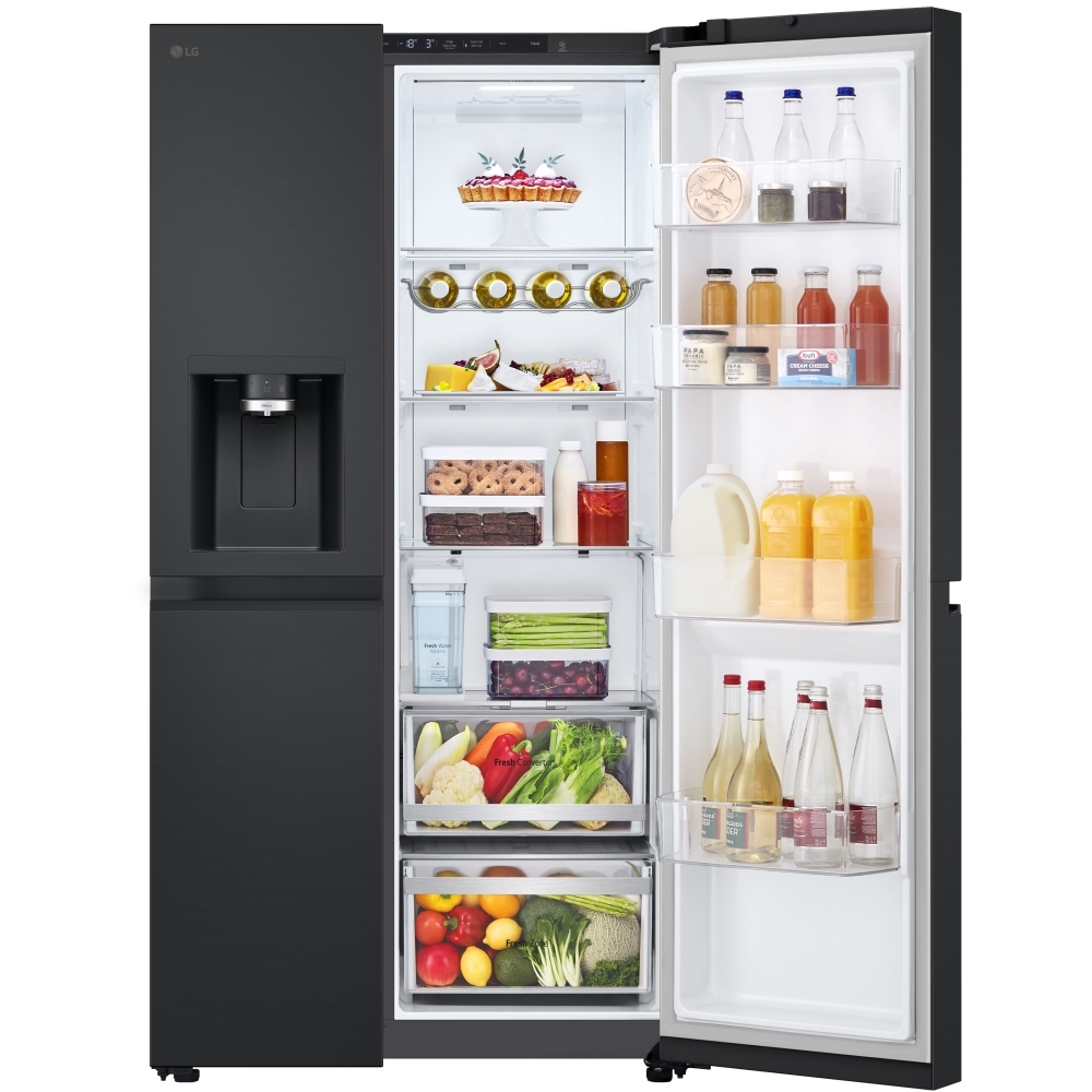 LG GSLE81EPBC American Fridge Freezer,  Non-Plumbed, Black, C Rated