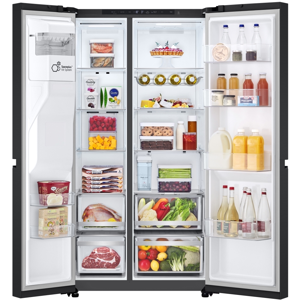 LG GSLE81EPBC American Fridge Freezer,  Non-Plumbed, Black, C Rated