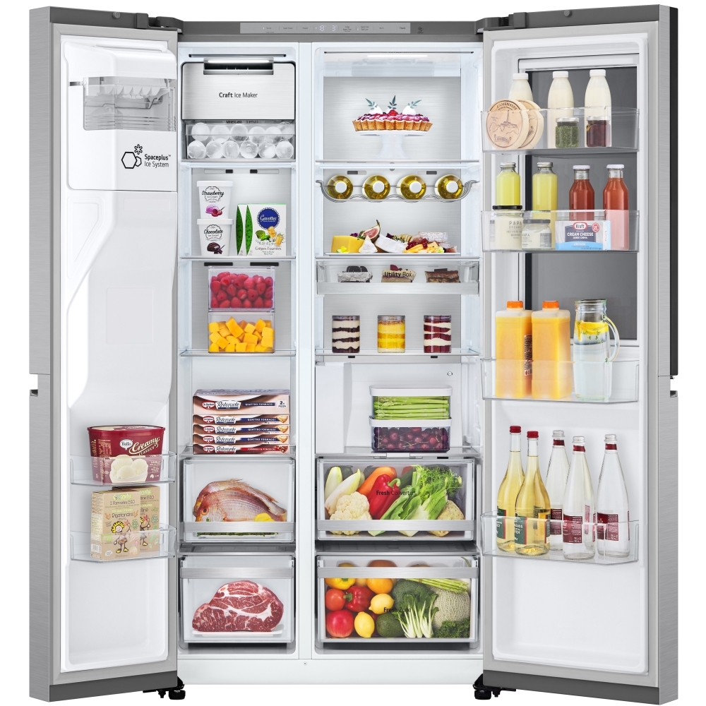 LG GSXE90BSDD American Fridge Freezer, Stainless Steel, D Rated,  Plumbed