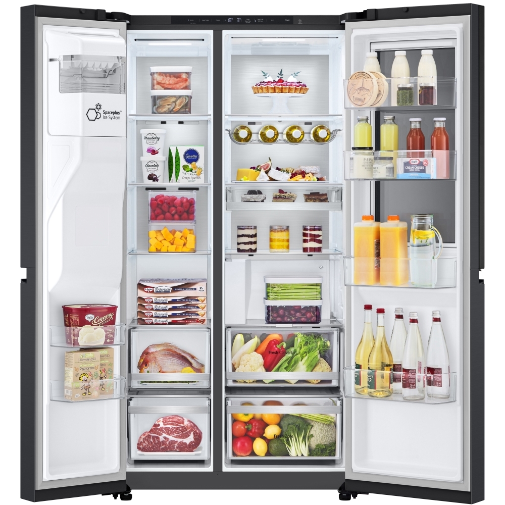LG GSXE90EVAD American Fridge Freezer,  Plumbed, Black, D Rated