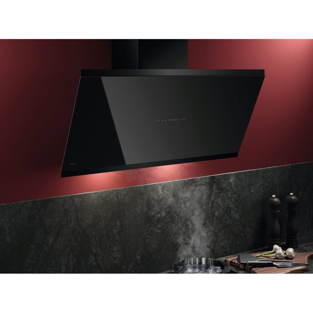 AEG GV77D91SB Exclusiv 90cm Chimney Cooker Hood, Black, A Rated