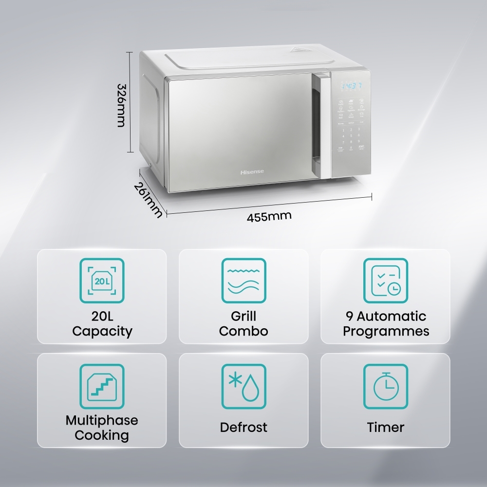 Hisense H20MOMSS4HGUK Microwave, Silver