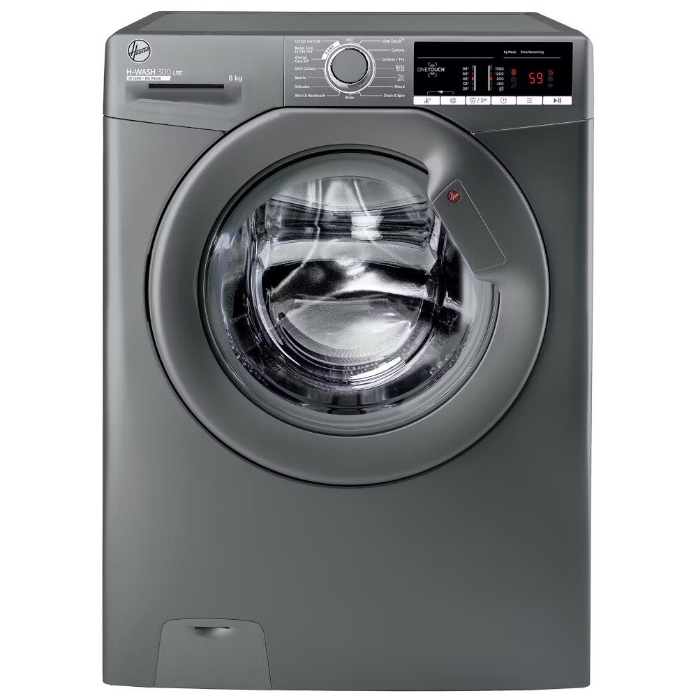 Hoover H3W58TGGE Washing Machine, 8kg, 1500 Spin, Graphite