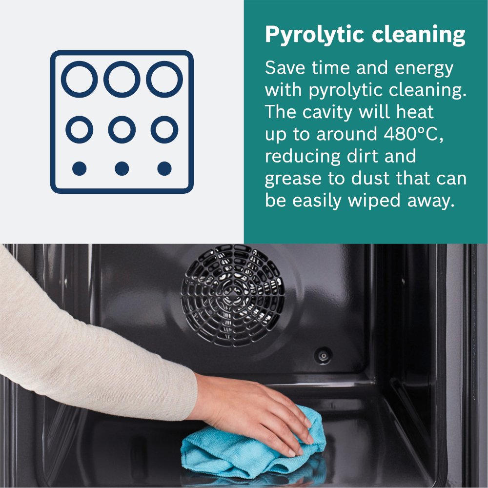 Bosch HBG7741B1B Serie 8 Built-In Electric Single Oven with Pyrolytic Cleaning, Black, A+ Rated