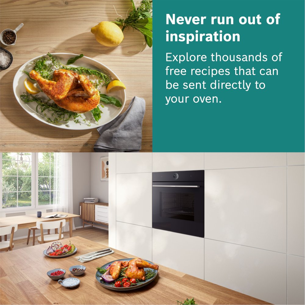 Bosch HBG7741B1B Serie 8 Built-In Electric Single Oven with Pyrolytic Cleaning, Black, A+ Rated