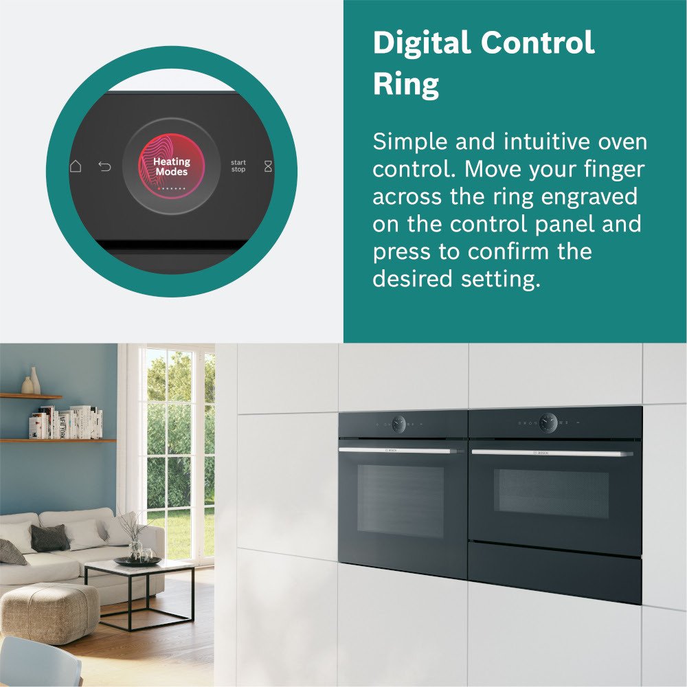 Bosch HBG7741B1B Serie 8 Built-In Electric Single Oven with Pyrolytic Cleaning, Black, A+ Rated