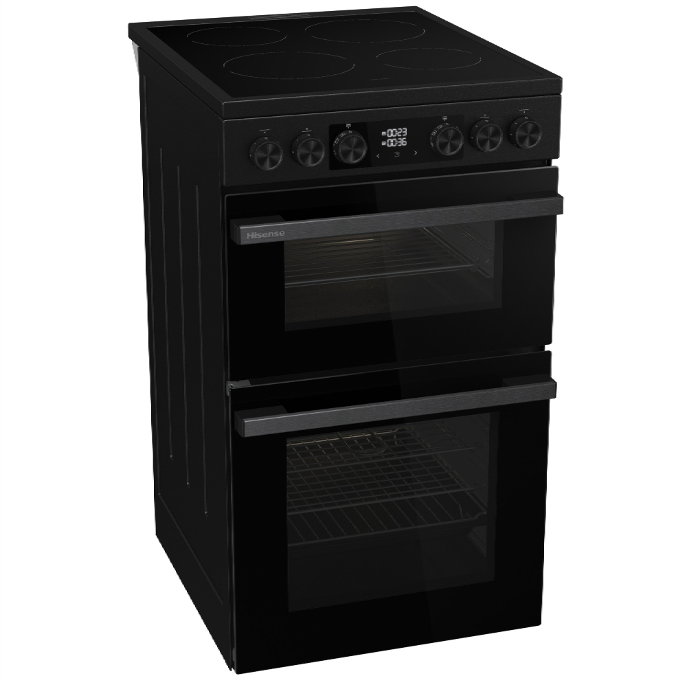 Hisense HDCEC5C10B Ceramic Electric Cooker with Double Oven, Black, A Rated