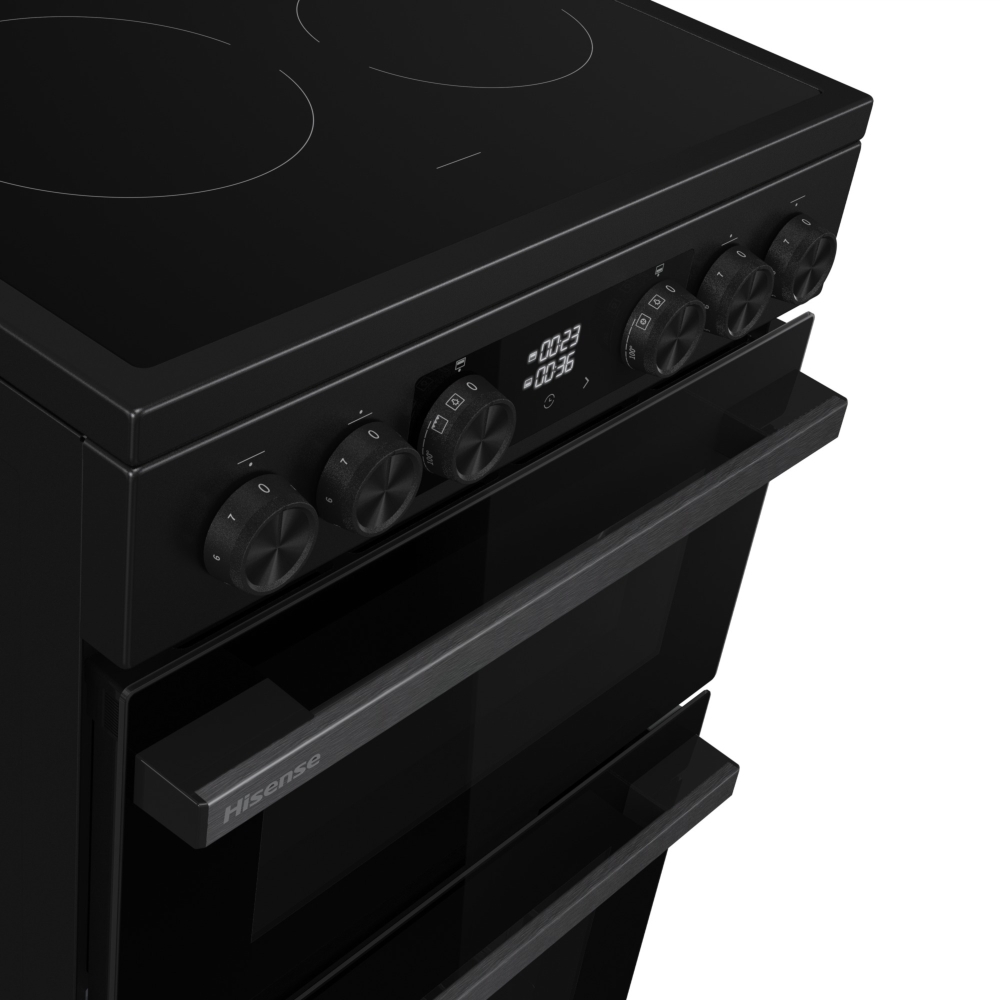 Hisense HDCEC5C10B Ceramic Electric Cooker with Double Oven, Black, A Rated