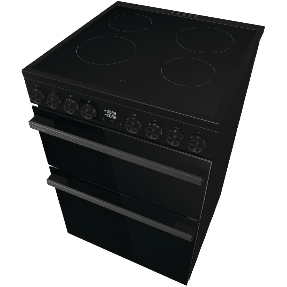 Hisense HDCEC6C20B Ceramic Electric Cooker with Double Oven, Black, A Rated