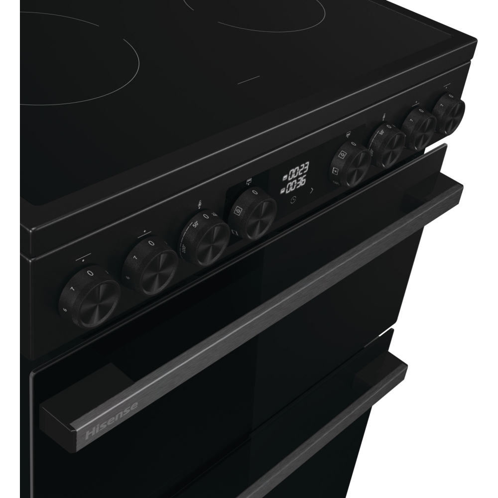 Hisense HDCEC6C20B Ceramic Electric Cooker with Double Oven, Black, A Rated