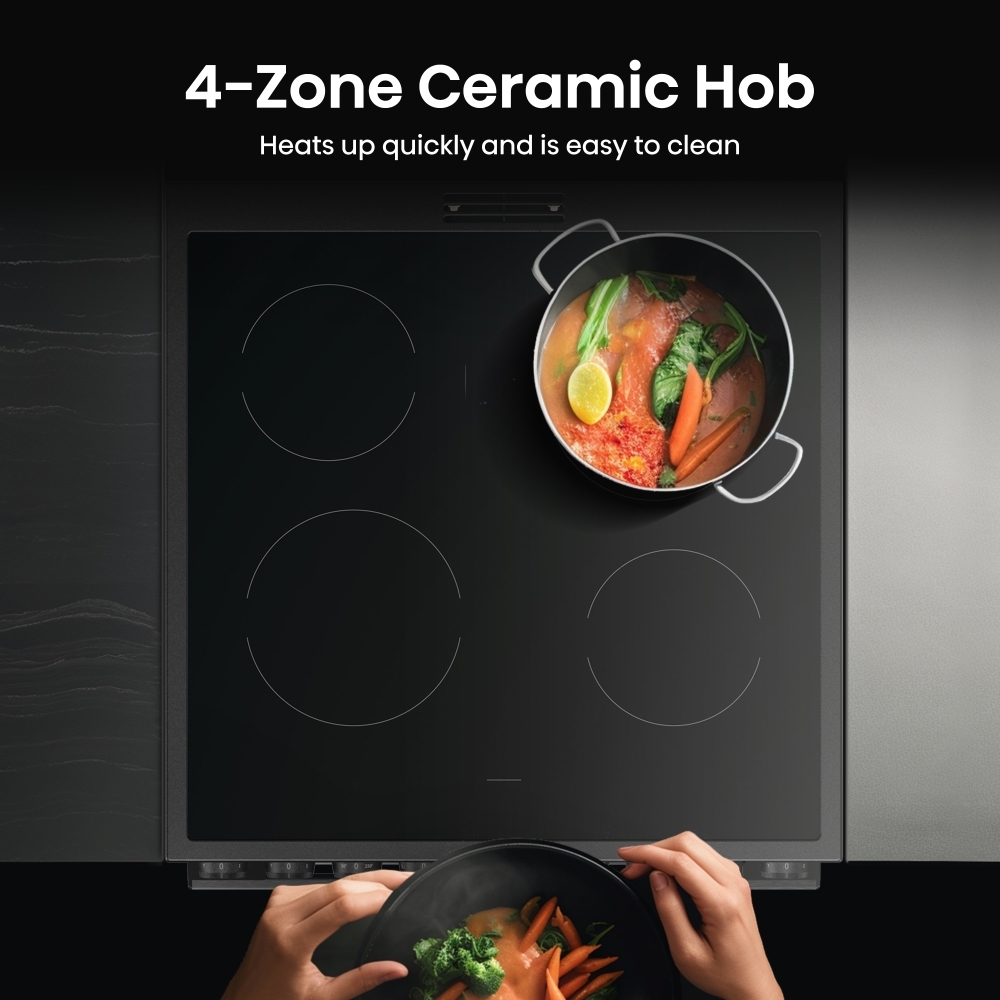 Hisense HDCEC6C20B Ceramic Electric Cooker with Double Oven, Black, A Rated