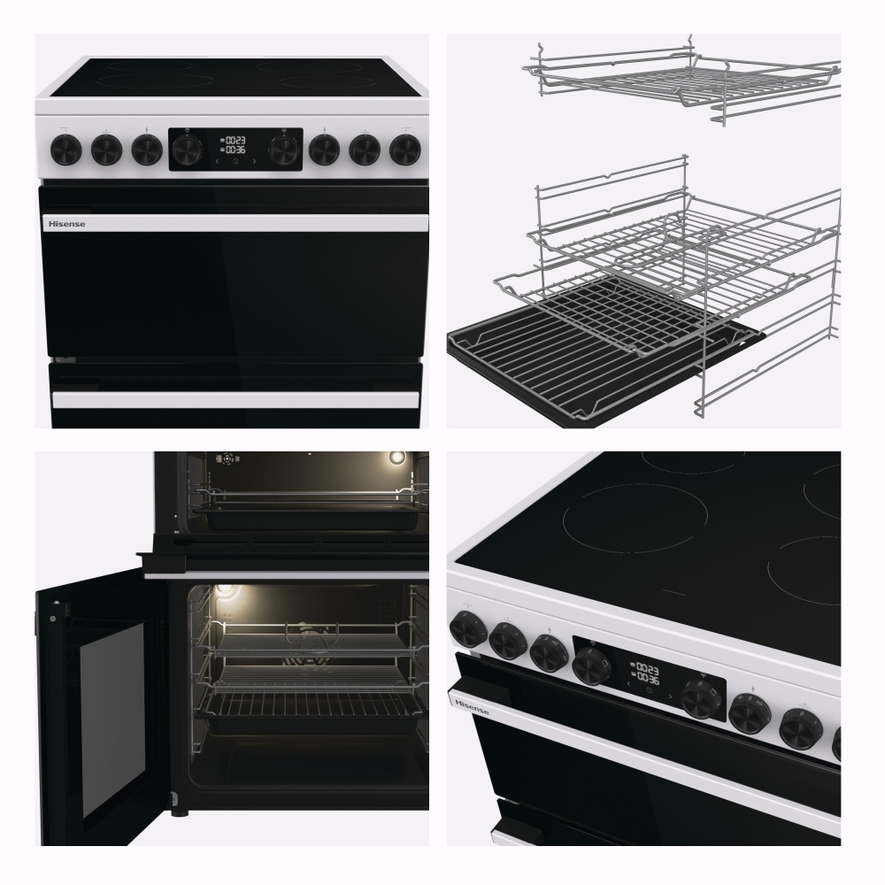 Hisense HDCEC6C20W Ceramic Electric Cooker with Double Oven, White, A Rated