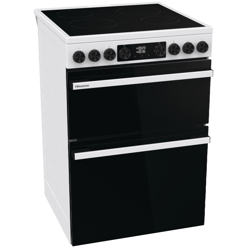 Hisense HDCEC6C20W Ceramic Electric Cooker with Double Oven, White, A Rated