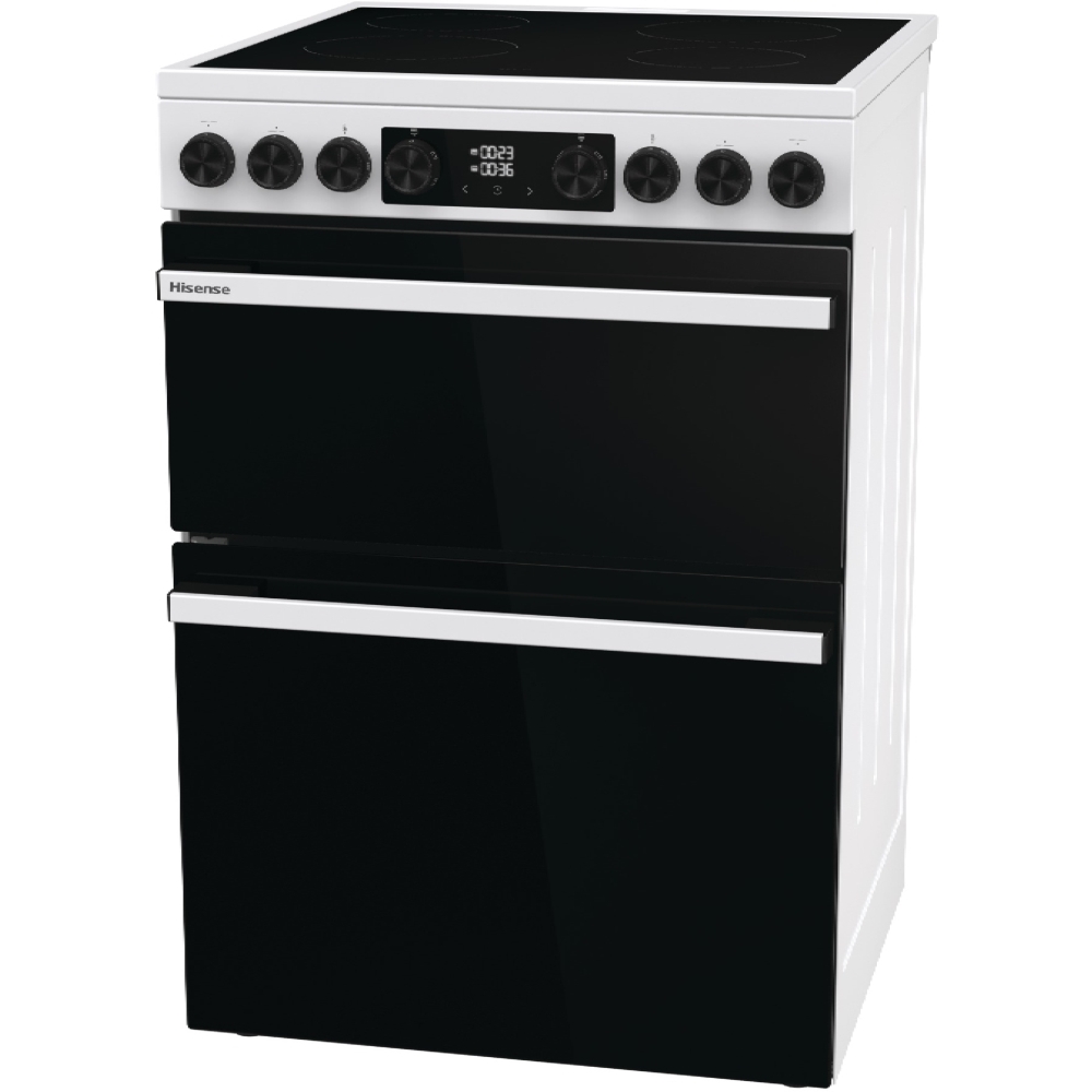 Hisense HDCEC6C20W Ceramic Electric Cooker with Double Oven, White, A Rated