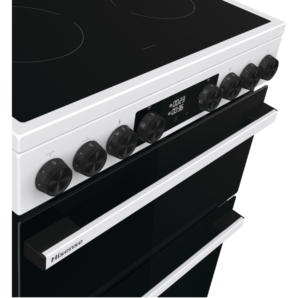 Hisense HDCEC6C20W Ceramic Electric Cooker with Double Oven, White, A Rated