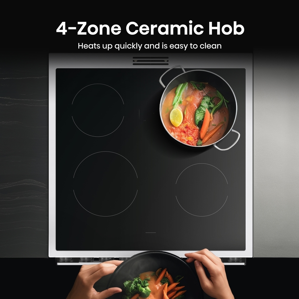 Hisense HDCEC6C20W Ceramic Electric Cooker with Double Oven, White, A Rated