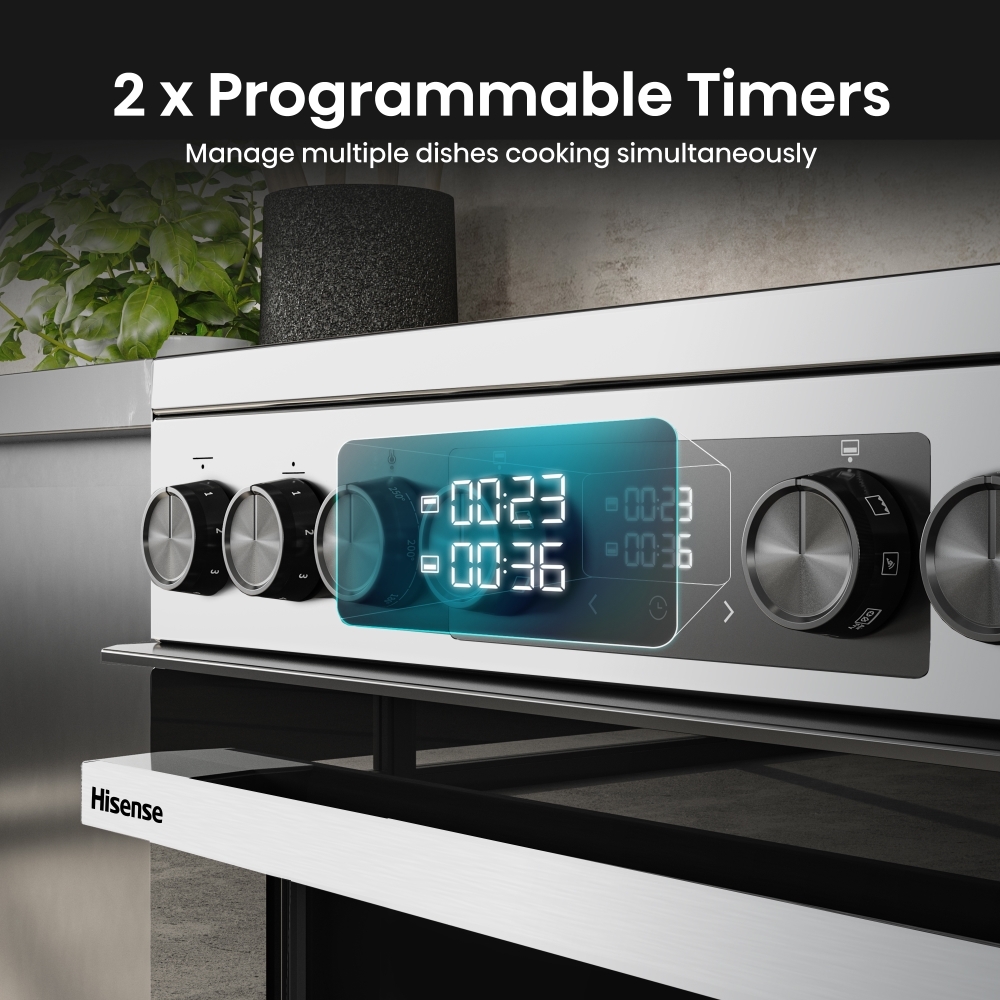 Hisense HDCEC6C20W Ceramic Electric Cooker with Double Oven, White, A Rated