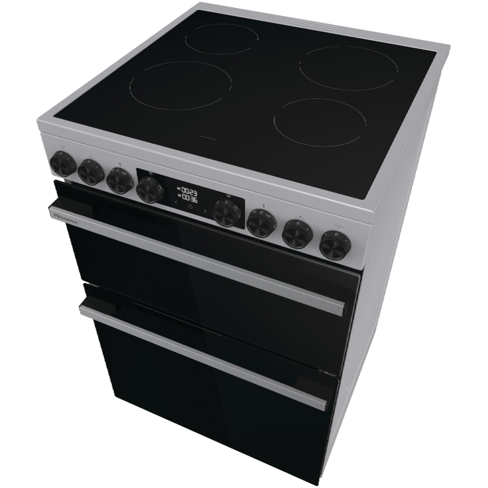 Hisense HDCEC6C20X Ceramic Electric Cooker with Double Oven, Stainless Steel, A Rated