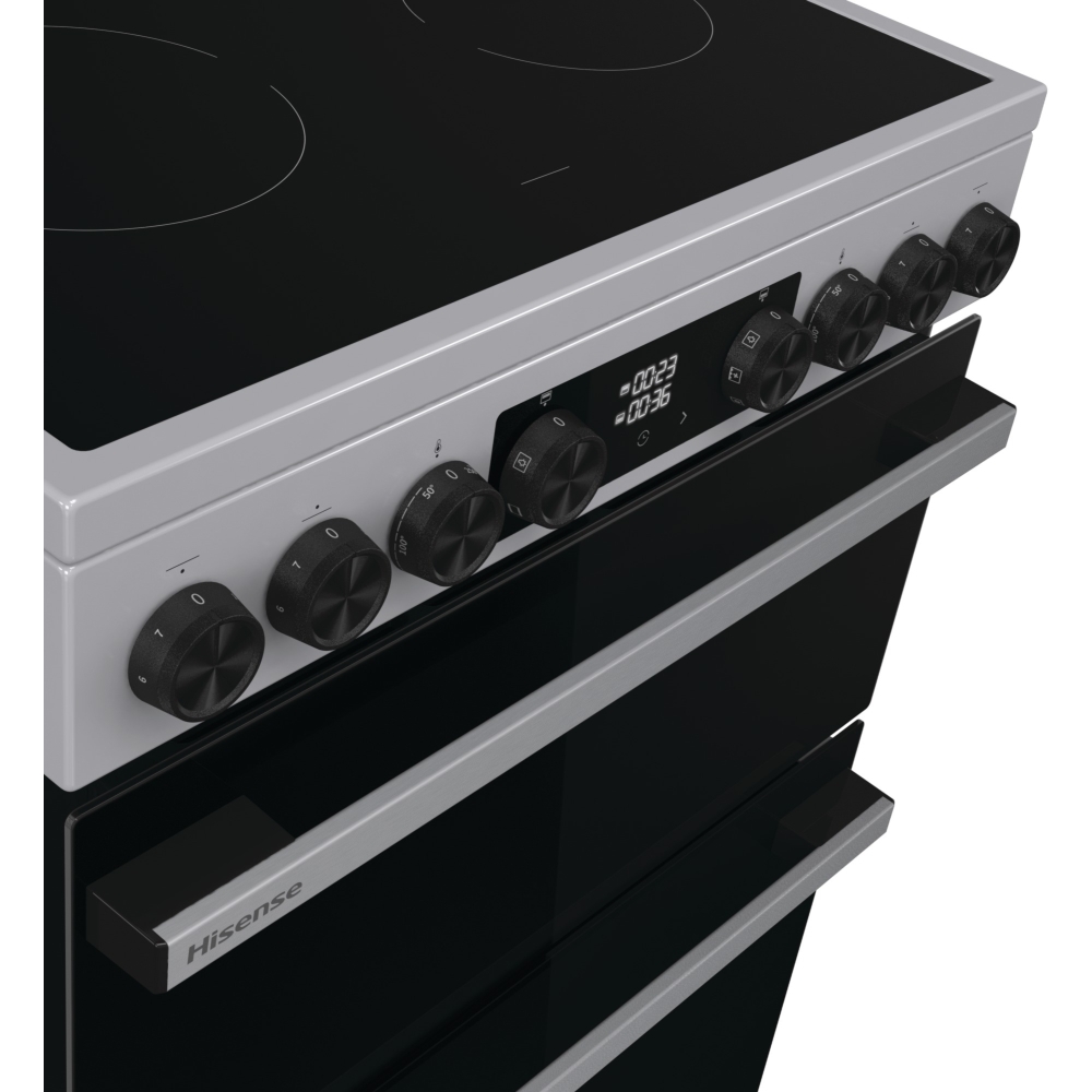 Hisense HDCEC6C20X Ceramic Electric Cooker with Double Oven, Stainless Steel, A Rated