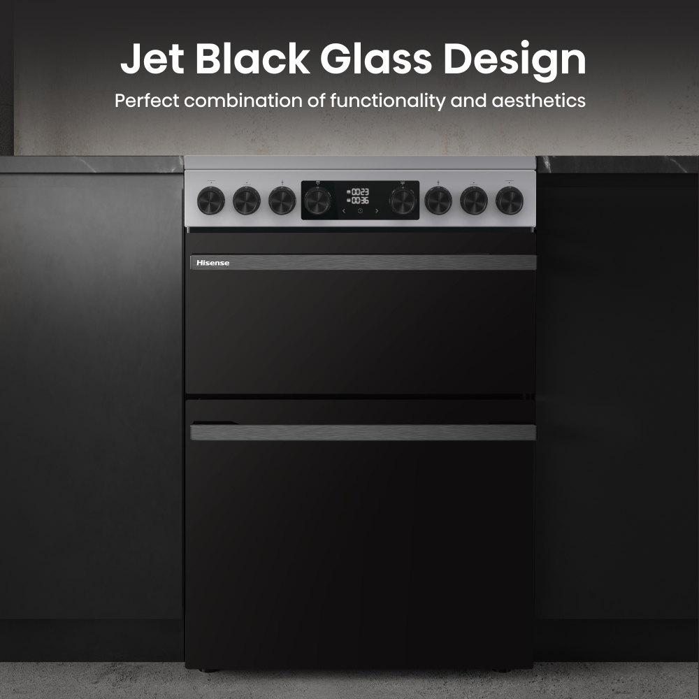 Hisense HDCEC6C20X Ceramic Electric Cooker with Double Oven, Stainless Steel, A Rated