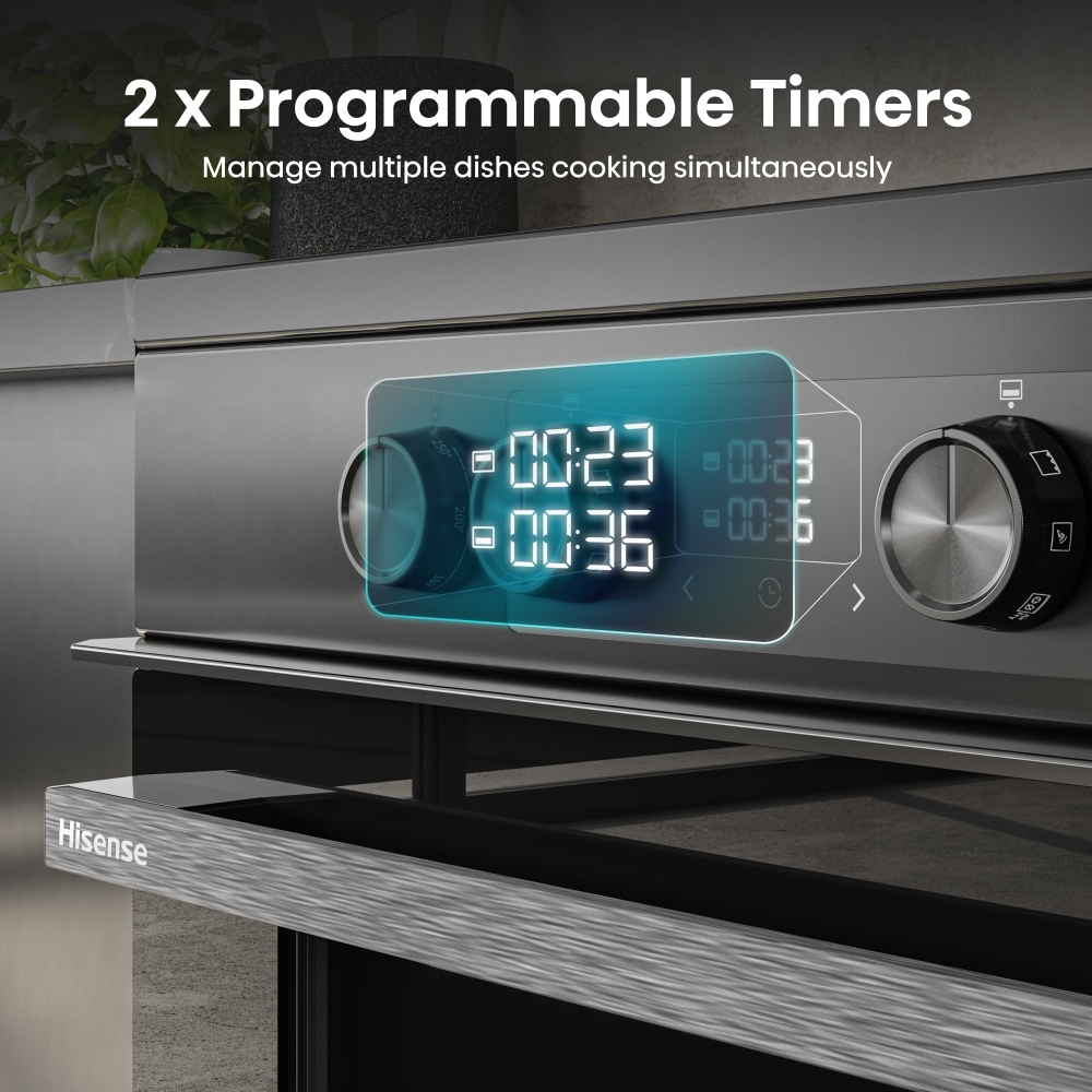 Hisense HDCEIT6C20B Induction Electric Cooker with Double Oven, Black, A Rated