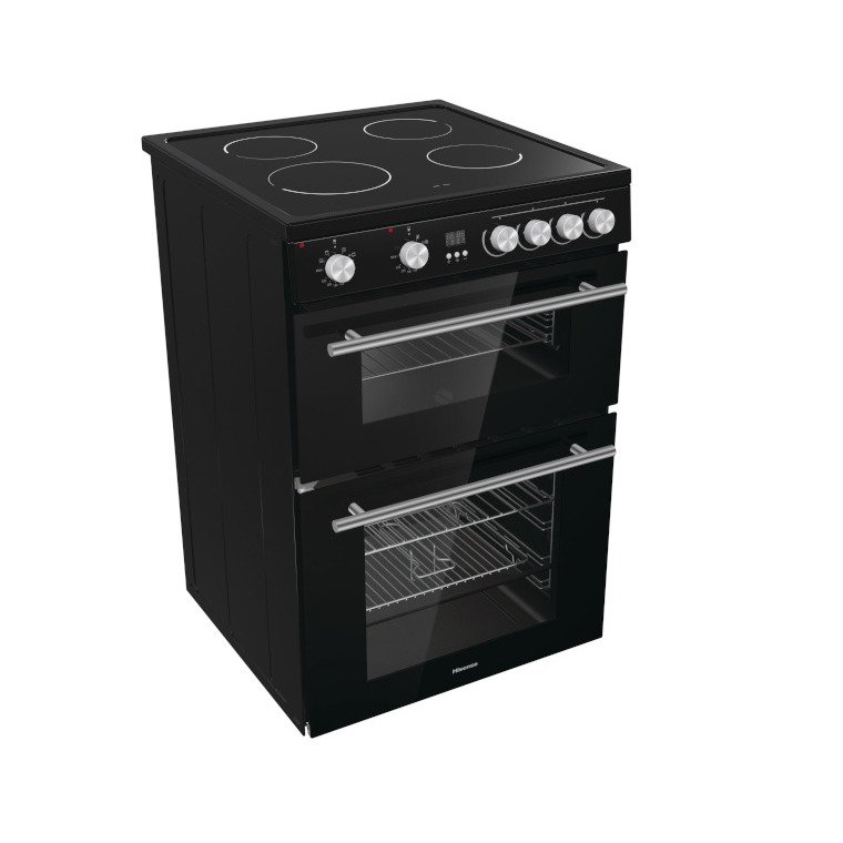 Hisense HDE3211BBUK Ceramic Electric Cooker with Double Oven, Black, A Rated