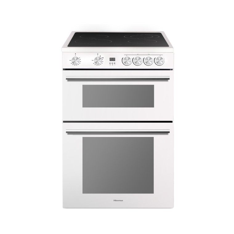 Hisense HDE3211BWUK Ceramic Electric Cooker with Double Oven, White, A Rated